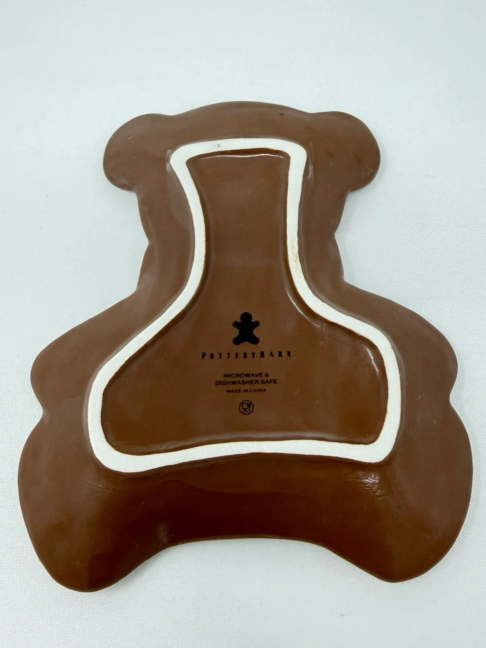 Pottery Barn Gingerbread Teddy Bear Stoneware Appetizer Plates – Set of 4 NEW
